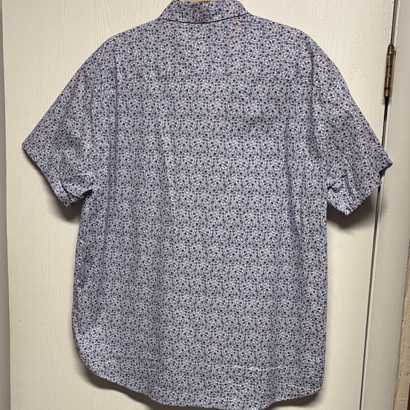 Classic Blue Floral Patterned Stretch Button Down Shirt - Picture 4 of 10
